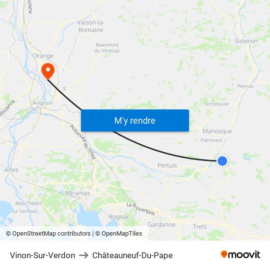 Vinon-Sur-Verdon to Châteauneuf-Du-Pape map