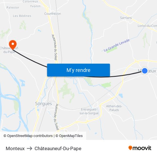 Monteux to Châteauneuf-Du-Pape map