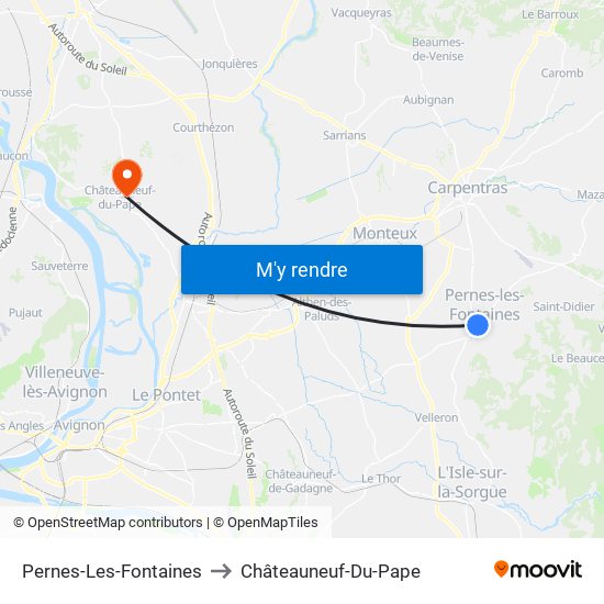 Pernes-Les-Fontaines to Châteauneuf-Du-Pape map