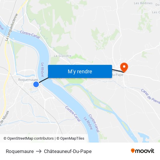 Roquemaure to Châteauneuf-Du-Pape map