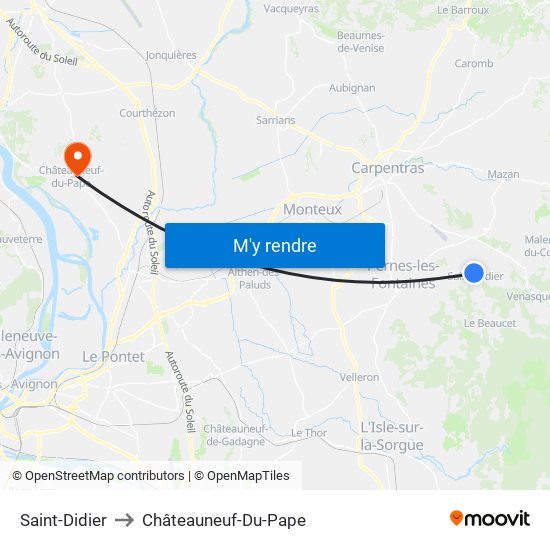 Saint-Didier to Châteauneuf-Du-Pape map