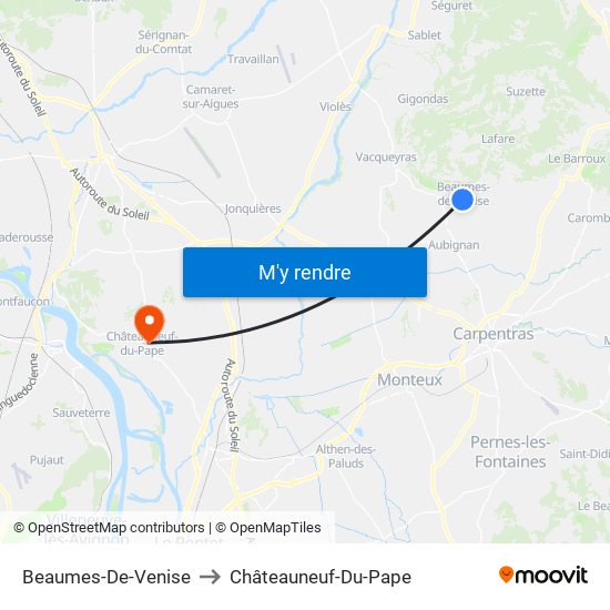 Beaumes-De-Venise to Châteauneuf-Du-Pape map
