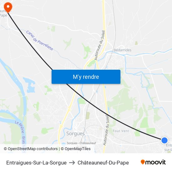 Entraigues-Sur-La-Sorgue to Châteauneuf-Du-Pape map