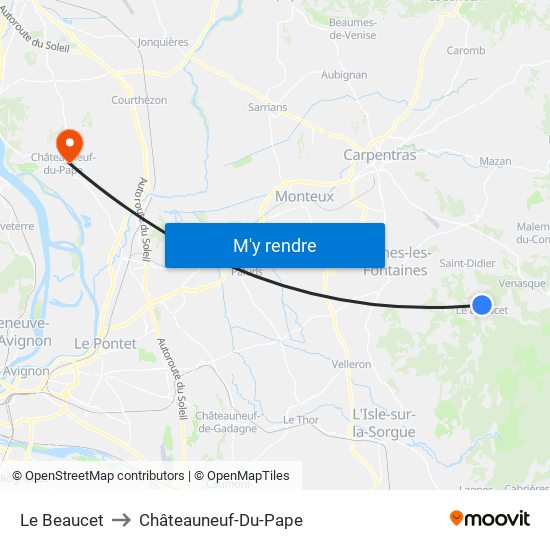 Le Beaucet to Châteauneuf-Du-Pape map