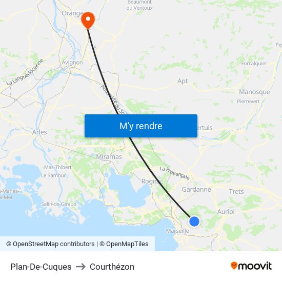 Plan-De-Cuques to Courthézon map