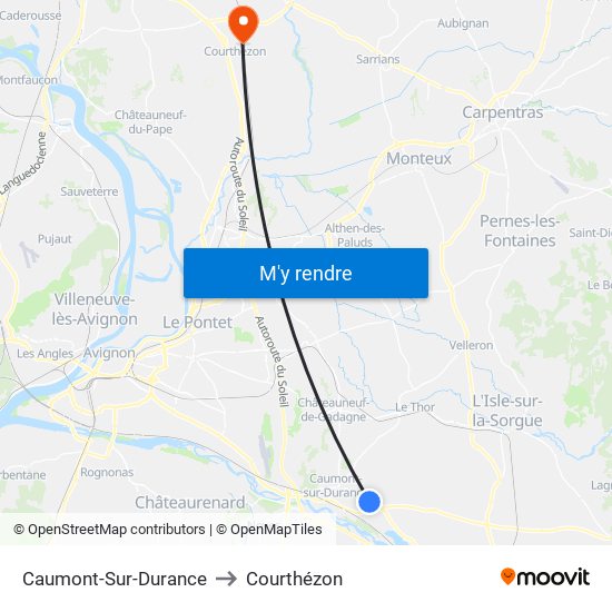 Caumont-Sur-Durance to Courthézon map
