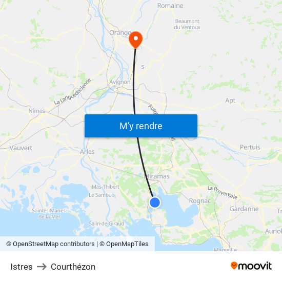 Istres to Courthézon map