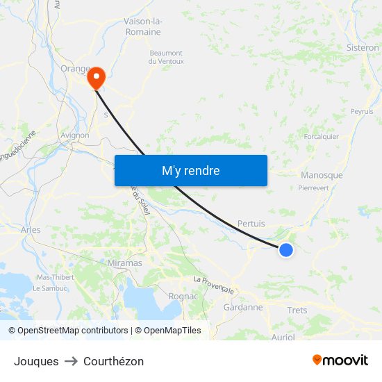 Jouques to Courthézon map