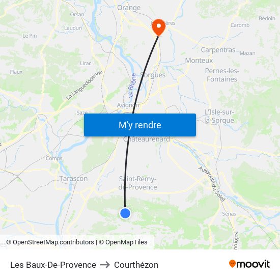 Les Baux-De-Provence to Courthézon map