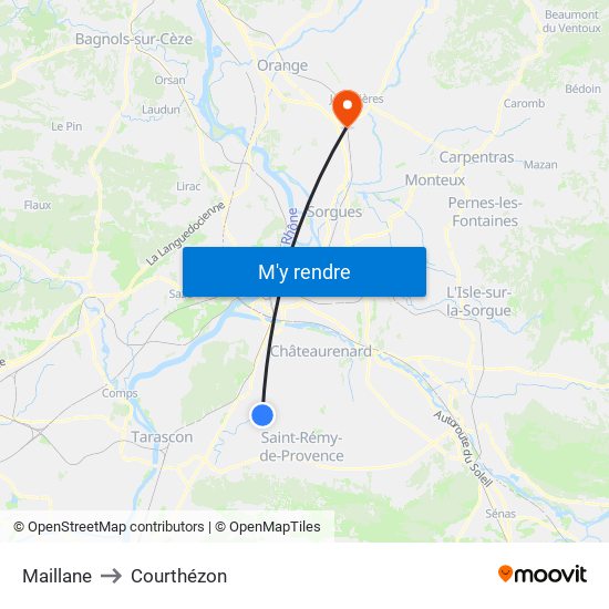 Maillane to Courthézon map