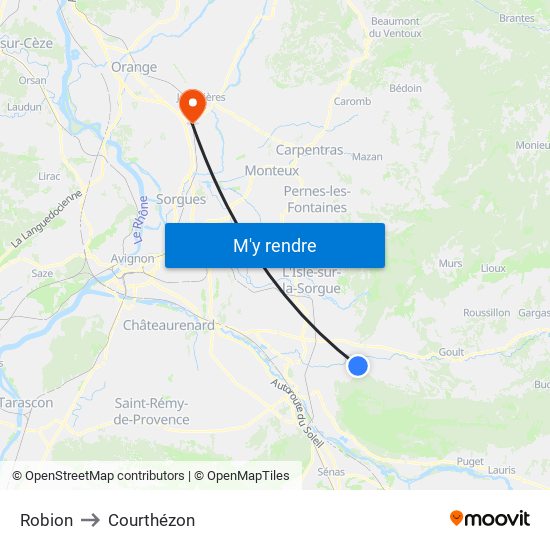 Robion to Courthézon map