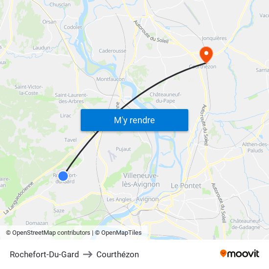 Rochefort-Du-Gard to Courthézon map