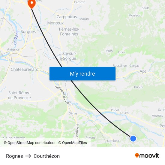 Rognes to Courthézon map