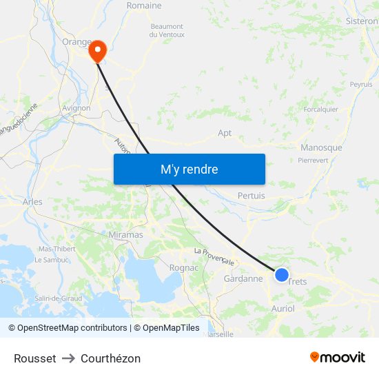 Rousset to Courthézon map