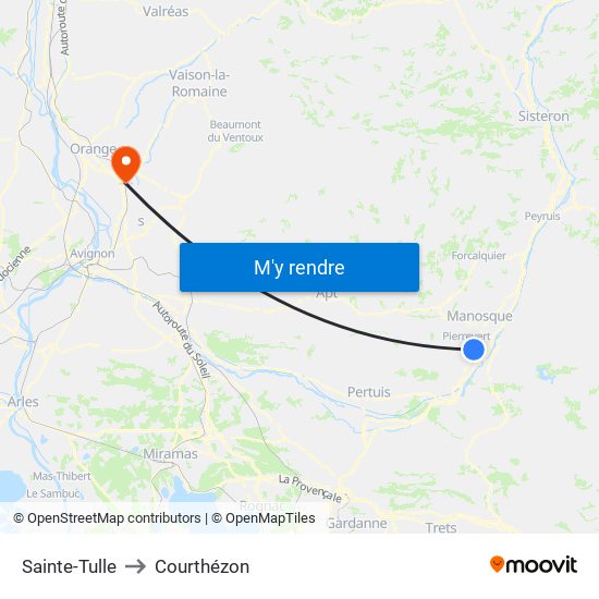 Sainte-Tulle to Courthézon map