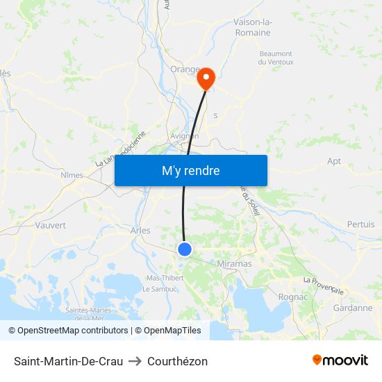 Saint-Martin-De-Crau to Courthézon map