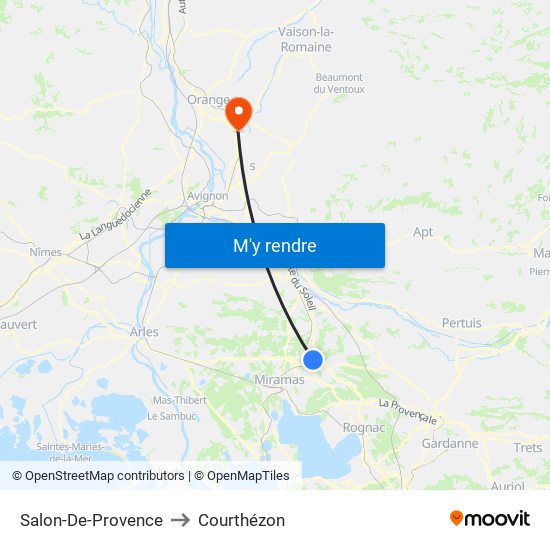 Salon-De-Provence to Courthézon map