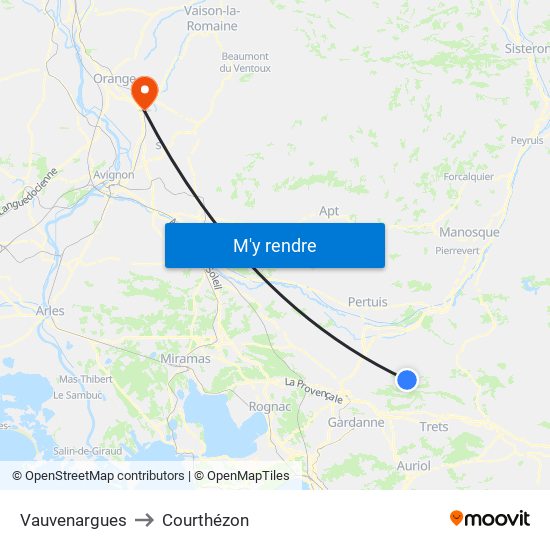 Vauvenargues to Courthézon map