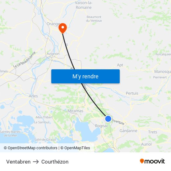 Ventabren to Courthézon map