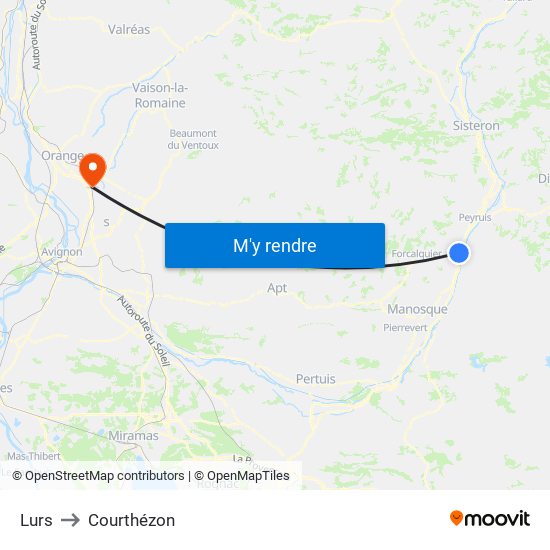 Lurs to Courthézon map
