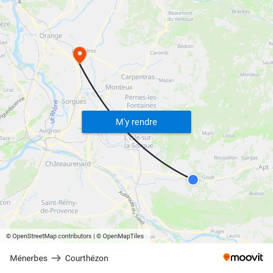 Ménerbes to Courthézon map