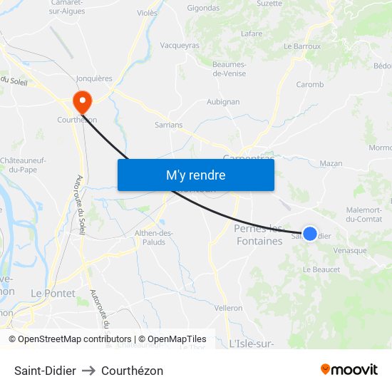Saint-Didier to Courthézon map