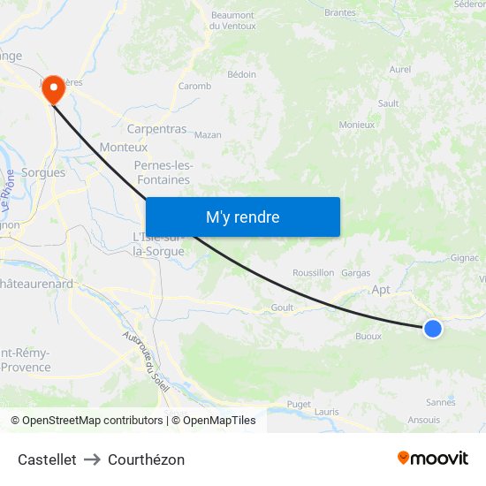 Castellet to Courthézon map