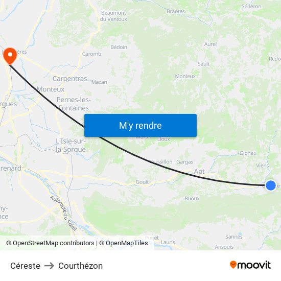 Céreste to Courthézon map