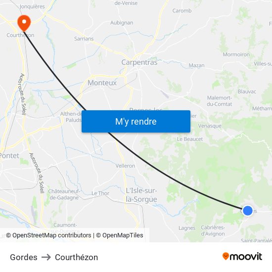Gordes to Courthézon map