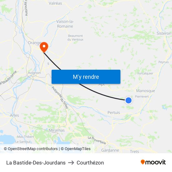La Bastide-Des-Jourdans to Courthézon map