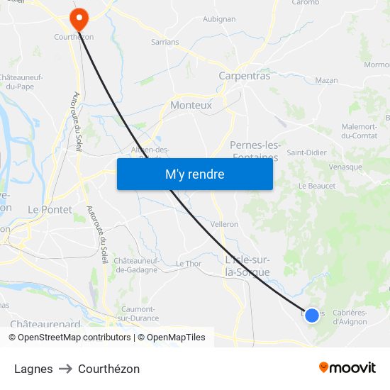 Lagnes to Courthézon map