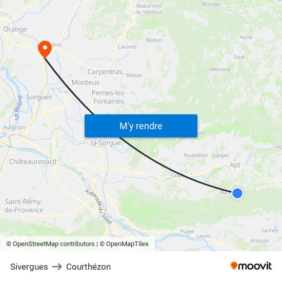 Sivergues to Courthézon map