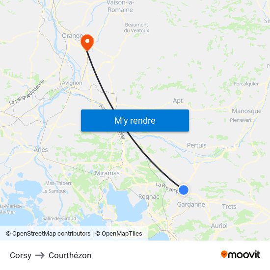 Corsy to Courthézon map