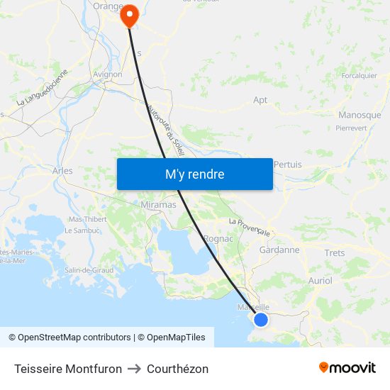 Teisseire Montfuron to Courthézon map