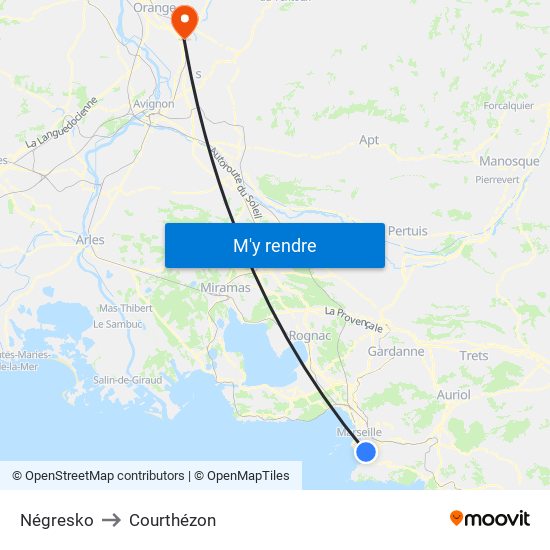 Négresko to Courthézon map