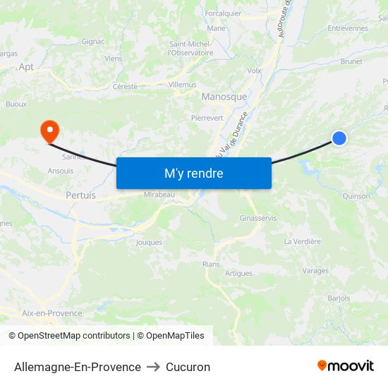 Allemagne-En-Provence to Cucuron map