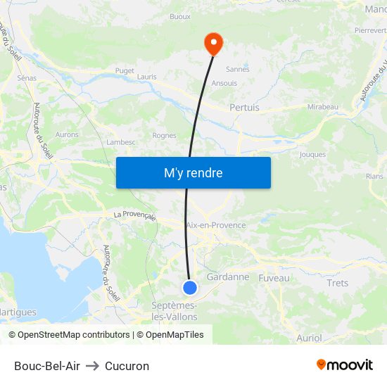 Bouc-Bel-Air to Cucuron map