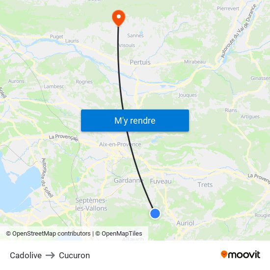 Cadolive to Cucuron map