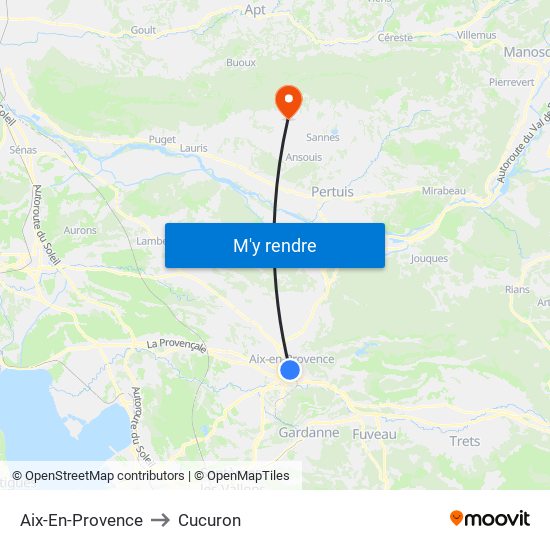 Aix-En-Provence to Cucuron map