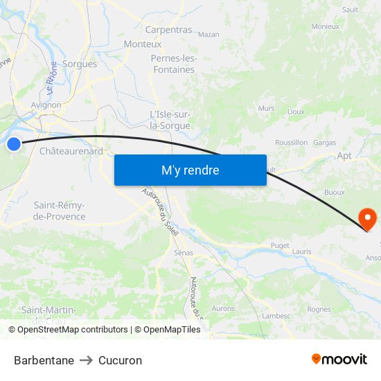 Barbentane to Cucuron map