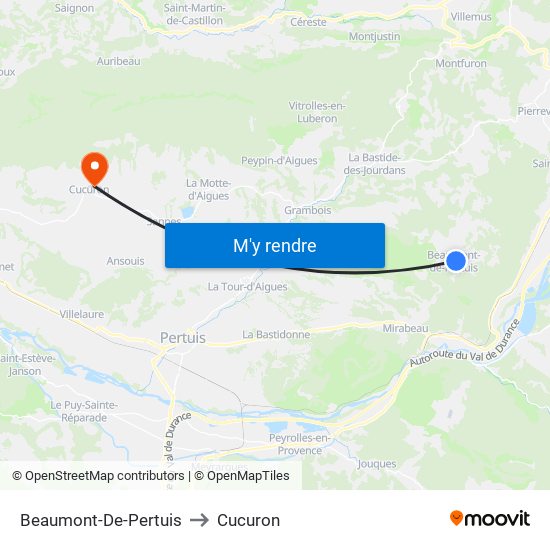 Beaumont-De-Pertuis to Cucuron map