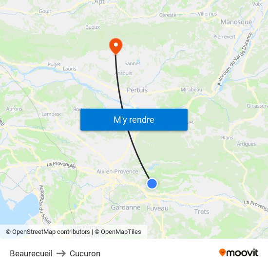 Beaurecueil to Cucuron map