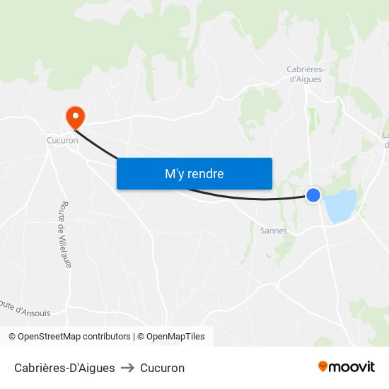 Cabrières-D'Aigues to Cucuron map