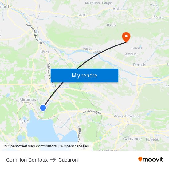 Cornillon-Confoux to Cucuron map