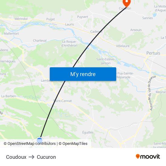 Coudoux to Cucuron map