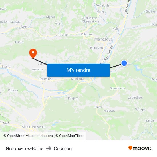Gréoux-Les-Bains to Cucuron map