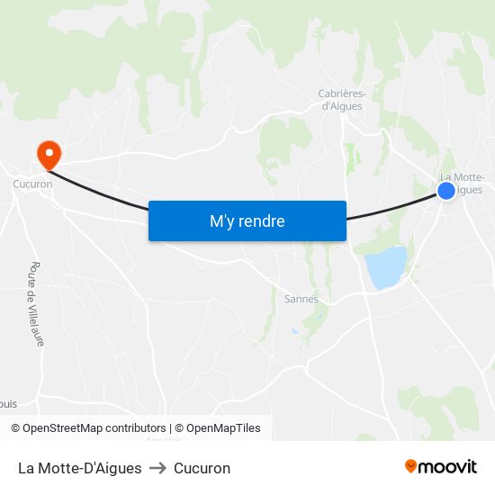 La Motte-D'Aigues to Cucuron map