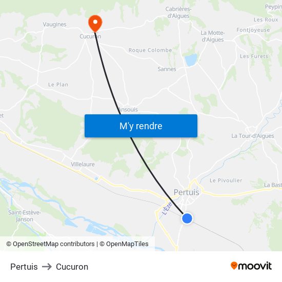Pertuis to Cucuron map