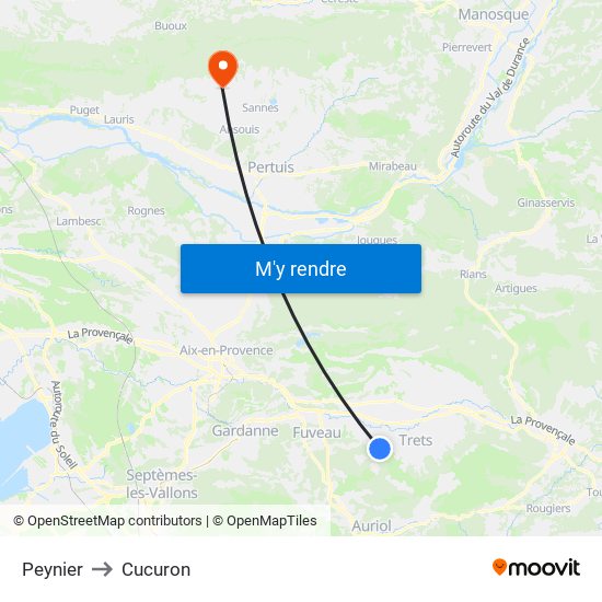 Peynier to Cucuron map