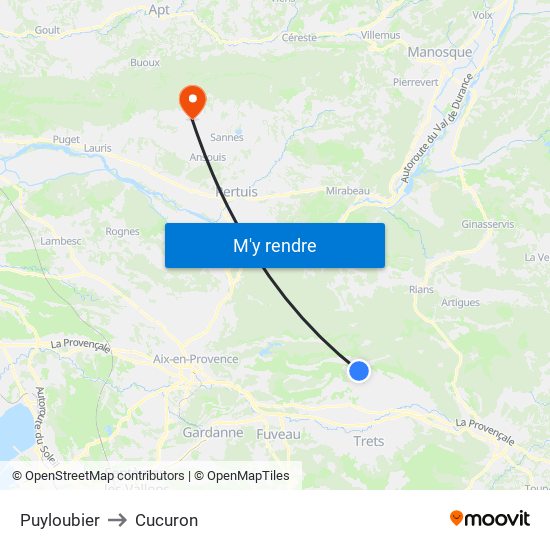Puyloubier to Cucuron map